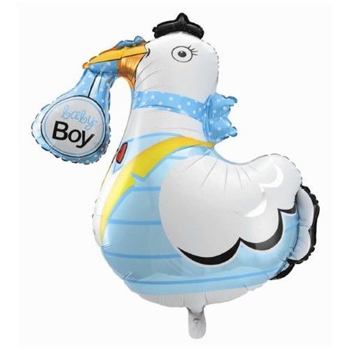 Palloncino mylar "Cicogna celeste" 28" Cm. 85