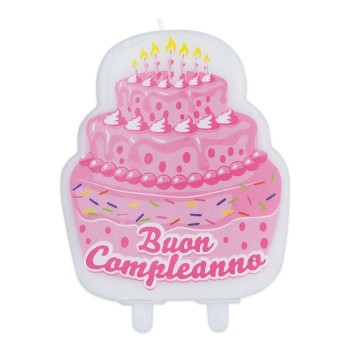Candelina per torta sagomata Buon Compleanno Cake Rosa