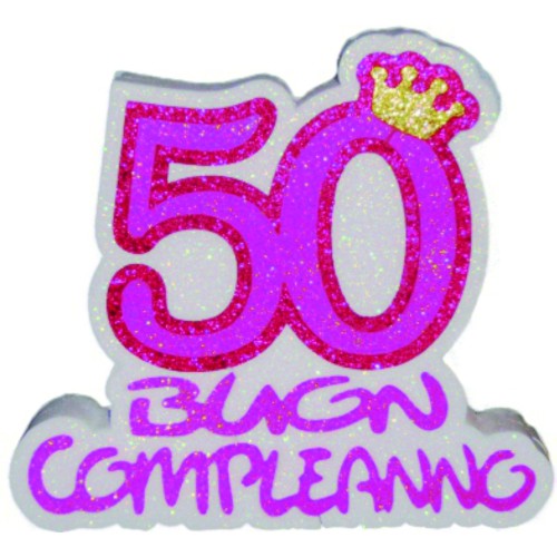 Scritta polistirolo sagomata 50 Anni rosa Cm. 24x26x4