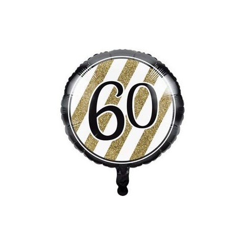 Palloncino mylar rotondo 18" Cm. 45 - Black&Gold - 60 anni