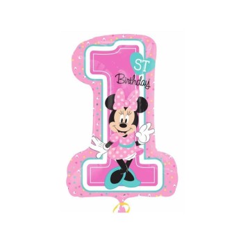 Palloncino mylar Super Shape Disney - 1° Compleanno Minnie Cm. 48x71