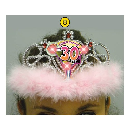 Coroncina tiara con led luminosi - 30 anni