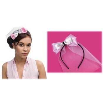 Cerchietto con velo sposa e fiocco raso