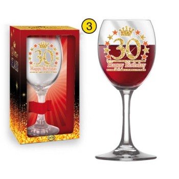 Calice vino vetro con glitter - 30 Anni