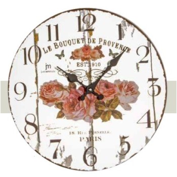 Orologio da parete vetro serigrafato fondo specchio Cm. 33 "Flower"
