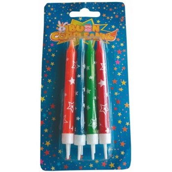 Blister 8 candeline per torta stelo con stelline multicolor