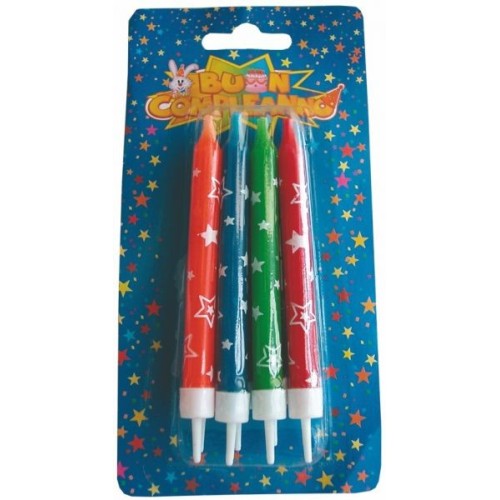 Blister 8 candeline per torta stelo con stelline multicolor