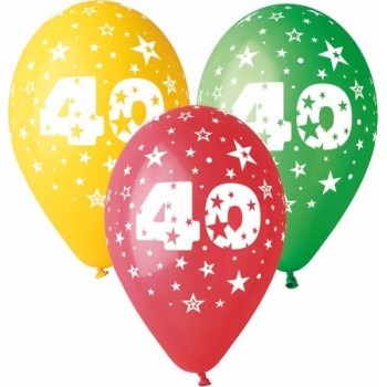 Palloncini lattice grandi Cm. 30 - 40 Anni - stampa Globo multicolor - Blister 100 pezzi assortiti