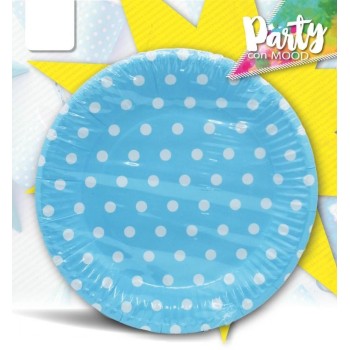 Piatti carta "Pois celesti" - Set 10 pezzi