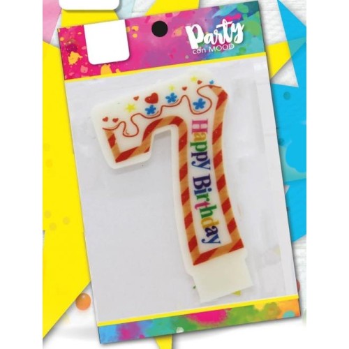Candelina per torta Big Cm. 12,5 - Happy Birthday multicolor - N. 7