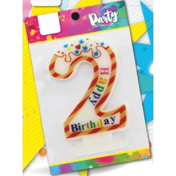 Candelina per torta Big Cm. 12,5 - Happy Birthday multicolor - N. 2
