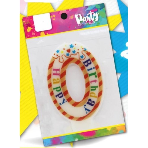 Candelina per torta Big Cm. 12,5 - Happy Birthday multicolor - N. 0