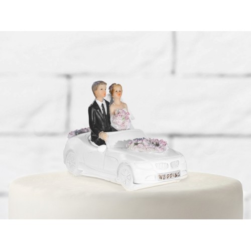 Cake topper resina sposi in auto Cm. 11