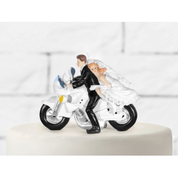 Cake topper resina sposi moto Cm. 11,5