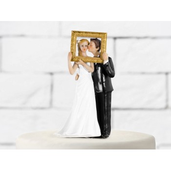 Cake topper resina sposi Selfie Cm. 14,5