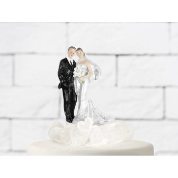 Cake topper resina sposi deluxe con raso Cm. 15