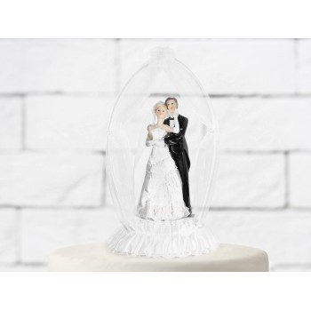 Cake topper resina sposi deluxe con raso e tulle Cm. 19