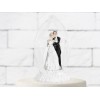 Cake topper resina sposi deluxe con raso e tulle Cm. 19