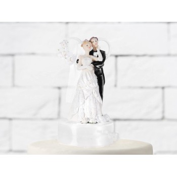 Cake topper resina sposi deluxe con raso Cm. 17