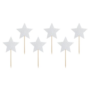 Cupcake topper "Stars" Cm. 11,5 - Blister 6 pezzi