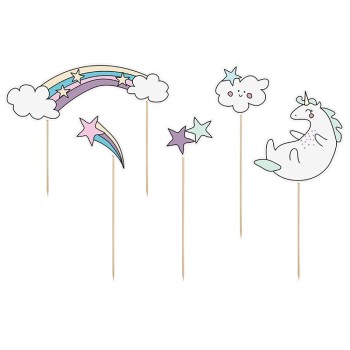 Cake topper "Unicorno" Cm. 13-23,5 - Blister 5 pezzi