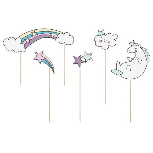 Cake topper "Unicorno" Cm. 13-23,5 - Blister 5 pezzi