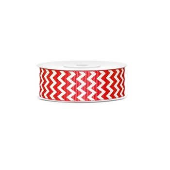 Nastro ribbon zig zag 25 Mm / 10 Mt - Rosso