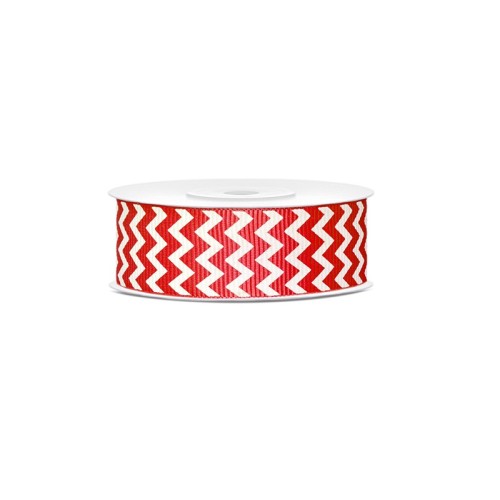 Nastro ribbon zig zag 25 Mm / 10 Mt - Rosso