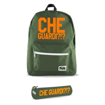 Zaino scuola americano Cm. 43x28x14 + tombolino "Che guardi?!?"