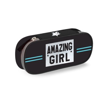 Astuccio ovale con zip "Girl" Cm. 22x9x5