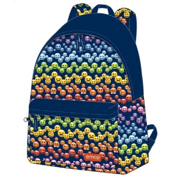 Zaino scuola americano deluxe Emoji Rainbow Cm. 43x33x13