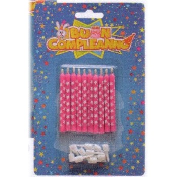 Candeline magiche stelline rosa - Blister 10 candele