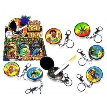 Posacenere da viaggio con scatto e placca resinata "Rasta"
