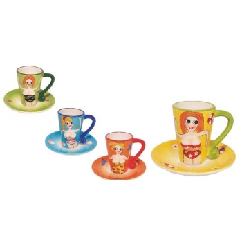 Tazzina da caffè sexy 3D con piattino