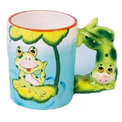 Tazza mug ceramica rana con manico 3D