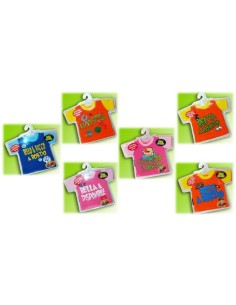 Mini t-shirt con ventosa scritta fosforescente in blister rigido