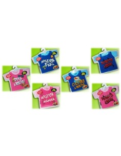 Mini t-shirt con ventosa scritta fosforescente in blister rigido 2