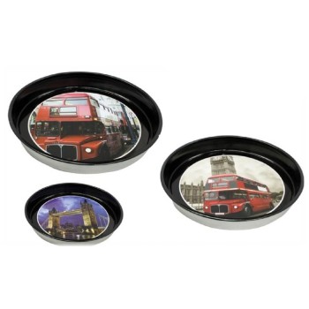 Vassoio rotondo latta London Cm. 34