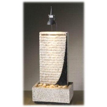 Fontana resina con muro e faretto luminoso Cm. 16x12x41 - Compreso motorino