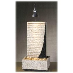 Fontana resina con muro e faretto luminoso Cm. 16x12x41 - Compreso motorino