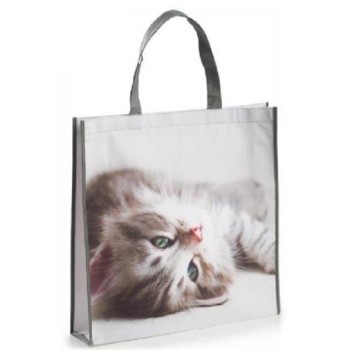 Borsa shopper Gatto steso Cm. 40x10x40