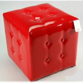 Puff imbottito trapuntato Cm. 32x32x32 - Rosso