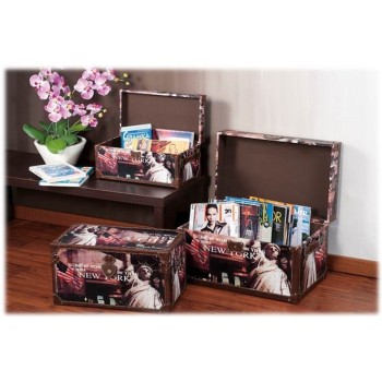 Set 3 bauli in Mdf ecopelle New York