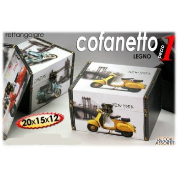 Scatola cofanetto legno "Scooter&City" Cm. 20x15x12
