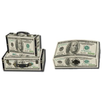 Set 3 scatole Mdf "Dollaro" - 2 valigie + 1 cofanetto