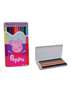 Astuccio latta con 12 matite colorate Peppa Pig
