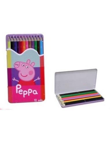 Astuccio latta con 12 matite colorate Peppa Pig