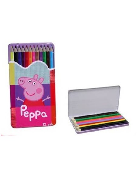 Astuccio latta con 12 matite colorate Peppa Pig