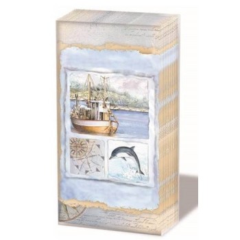 Fazzoletti di carta deluxe "Mare" 4 veli Cm. 22x22 - Set 10 pezzi
