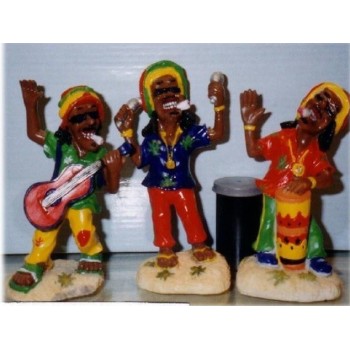 Statuina resina musicisti rasta - Set 3 pezzi